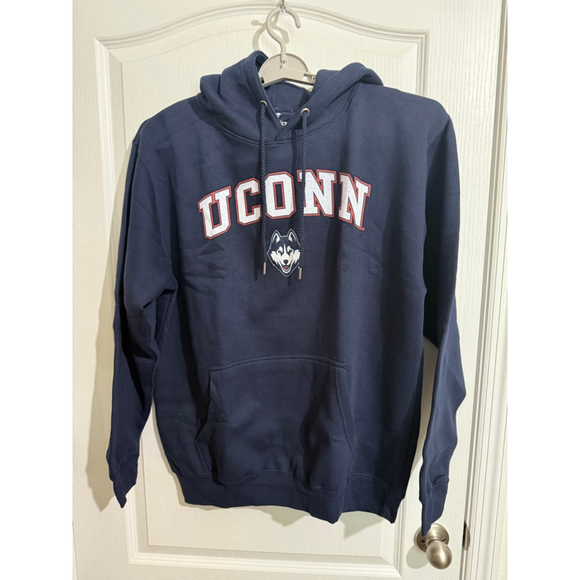 Men's Fanatics UConn Husky Hoodie Large Navy Blue White - Picture 1 of 6